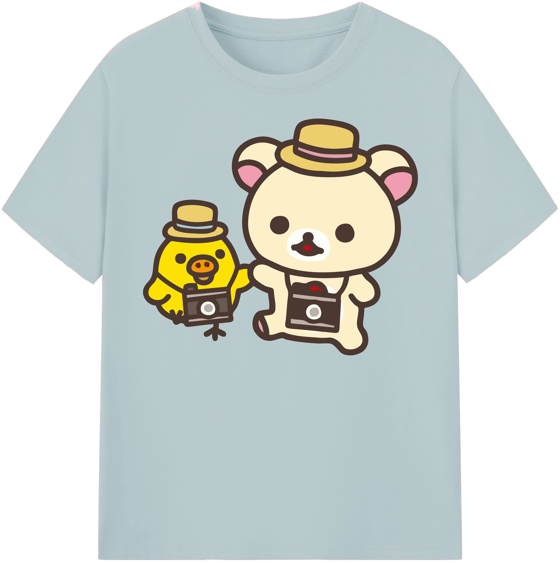 （画像用） リラックマ リラックマ キイロイトリ Rilakkuma Korilakkuma Kiiroitori 綿100％半袖Tシャツ（フロントプリント）
